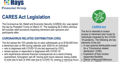 Screenshot image of Hays Financial Group's information about CARES Act Legislation