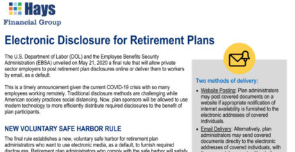 Screenshot image of Hays Financial Group's information about Electronic Disclosure for Retirement Plans