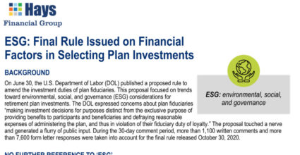 Screenshot image of Hays Financial Group's information about ESG