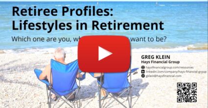 Video intro image graphic about Retiree Profiles: Lifestyles In Retirement. Video presented by Greg Klein of Hays Financial Group