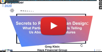 Video intro image graphic about Secrets to Retirement Plan Design. Video presented by Greg Klein of Hays Financial Group