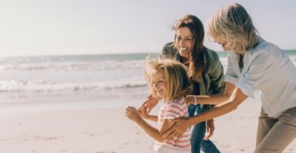 A Family playing on the beach